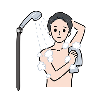 一日に何度も着替えたりシャワーを浴びたりする男性