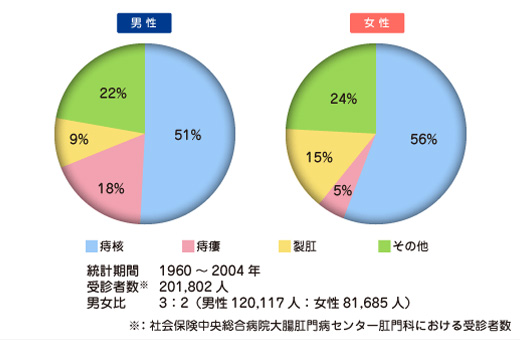 社会保険中央総合病院大腸肛門病センター肛門科における受診者数