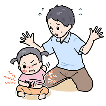 皮膚が痒くて泣いている幼児に困る親