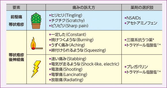 痛みの性状と薬剤の選択肢