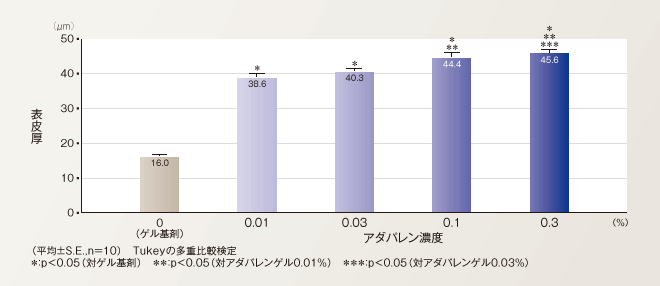 ライノマウスにおけるアダパレンゲル0.01～0.3％の面皰減少作用：表皮厚