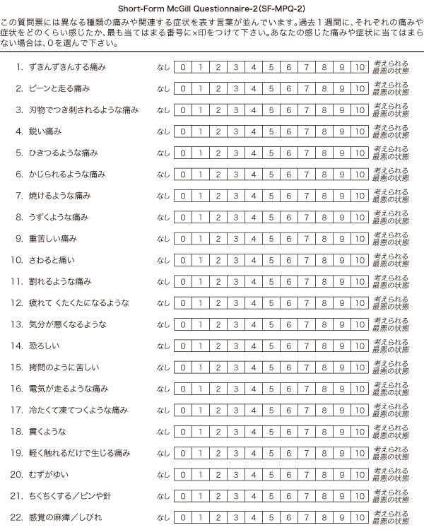 日本語 短縮版マギル質問票