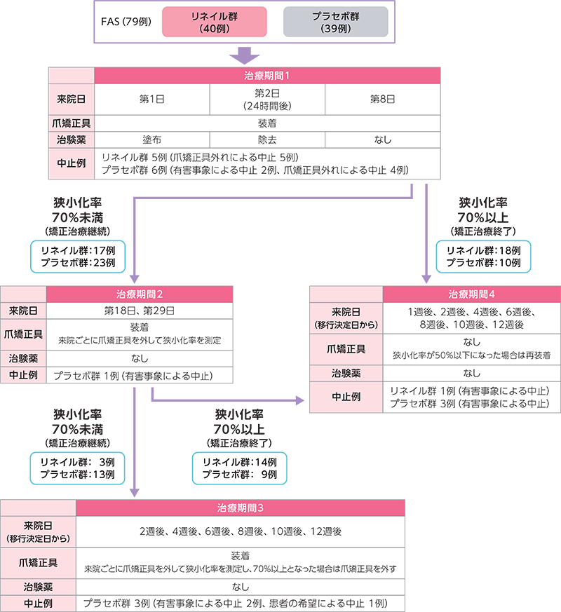 試験デザイン及び各治療期間へ移行した症例