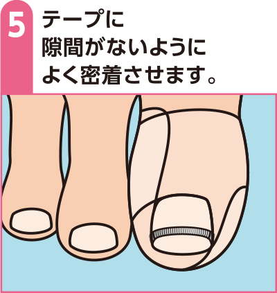 テープに隙間がないようによく密着させます。
