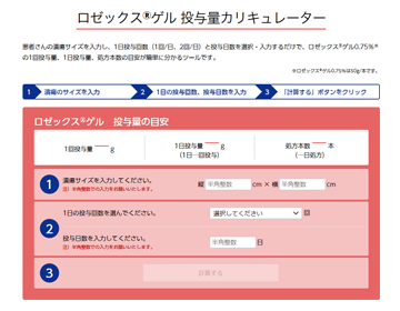 ロゼックスゲル0.75%投与量カリキュレーター