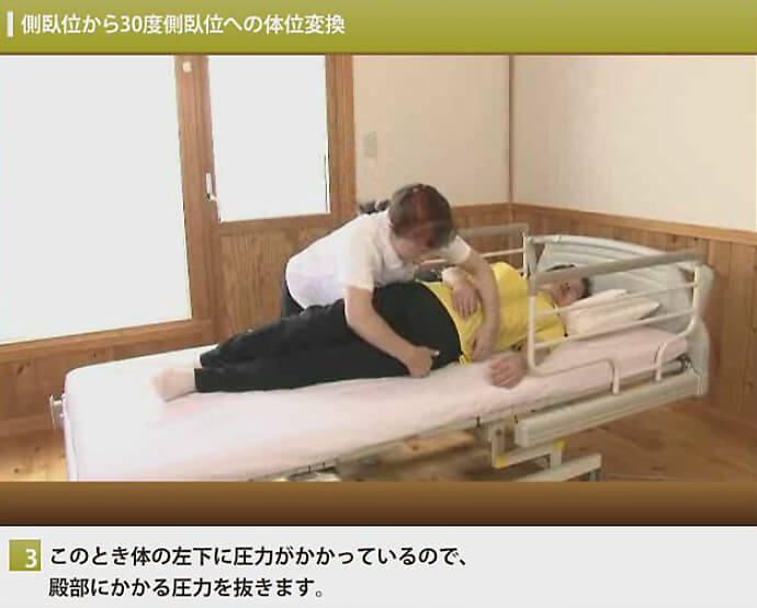 側臥位から30度側臥位への体位変換