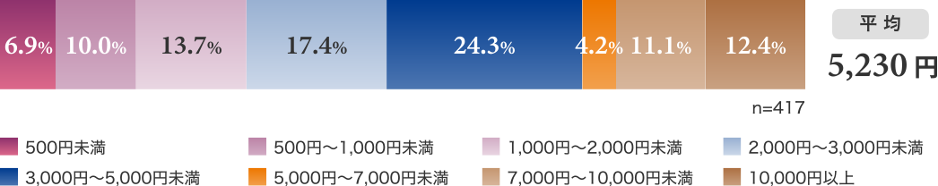6.9% 10.0% 13.7% 17.4% 24.3% 4.2% 11.1% 12.4% 平均5,230円