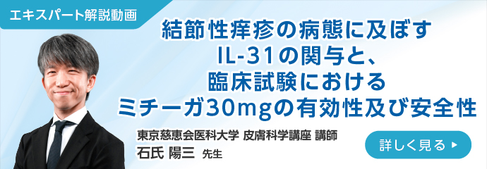 結節性痒疹の病態に及ぼすIL-31の関与と、臨床試験におけるミチーガ30mgの有効性及び安全性