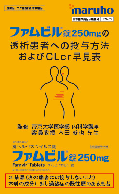 （医療関係者向け資材）「ファムビル錠の透析患者への投与方法およびCLcr早見表」