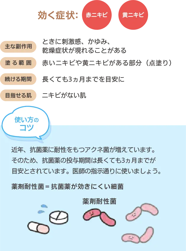 抗菌薬の効果、副作用、塗る範囲、続ける期間