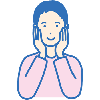 頬をさわる男性