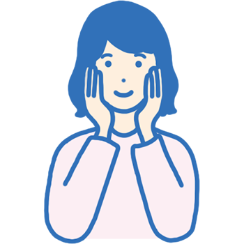 頬をさわる女性