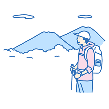 登山する男性