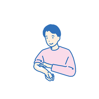 ひじの内側に薬を塗る男性