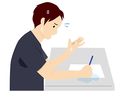 多汗症:気になるケース(テストや勉強中)