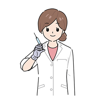 注射薬を持つ医師(女性)