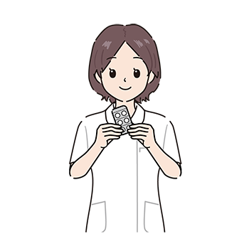 錠剤を持つ看護師 (女性)