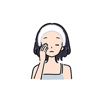 多汗症:薬剤塗布後に目をさわる女性