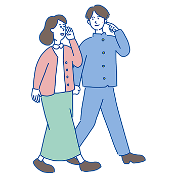 歩く親子
