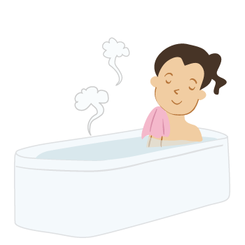 痔:入浴して体を温める女性