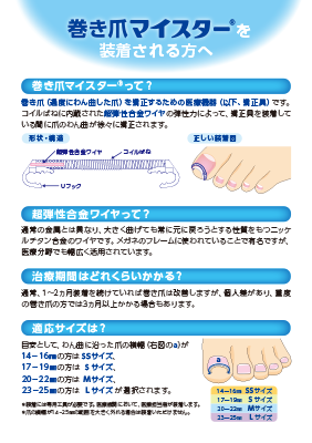 (指導箋)巻き爪マイスターを装着される方へ